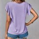 thumbnail image 5 of Gibobby Playera Corte clásico para Mujer Nueva camiseta informal manga corta con manga hueca europea y americana para mujer(Morado,M), 5 of 5