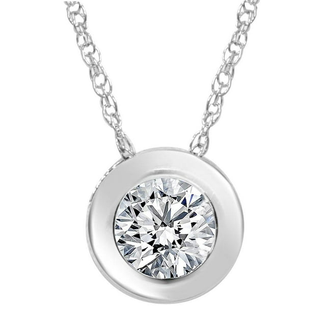 1/2ct Solitaire Bezel Diamond Pendant 14K White Gold