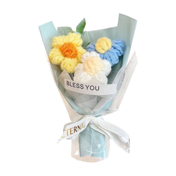 NIRHekf Handmade Crochet Sunflower Plush Toy Bouquet,Crochet Flowers Bouquet,Crochet Flower Kit,Gift for Mother Wife Birthday Anniversary,Ideal Gift for Mother's Day