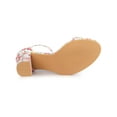 thumbnail image 5 of BLISSFUL STEP Women's Shoes Flower Print Open Toe Block High Heels Summer Sandals Red White 9, 5 of 8