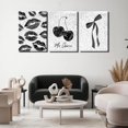 thumbnail image 2 of Fashion Black White Lips And Cherry Canvas Wall Art Vintage Girl Funky Aesthetic Bow Wall Decor Ma Cherie Dark Coquette Posters Prints for Neutral Preppy Apartment Girl Room Unframed, 2 of 6