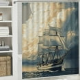 thumbnail image 6 of Autua Ship Ocean Clouds Shower Curtain Set with Hooks, Premium 100% Polyester Fabric Bathroom Curtain, Waterproof, Easy Installation, Vibrant HD Print 69"x72, 6 of 7