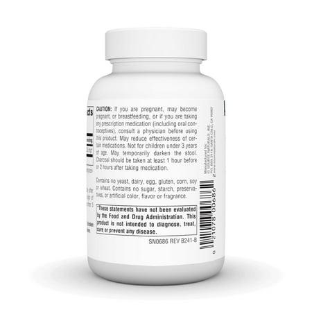 Source Naturals 100% Pure Activated Charcoal 260 mg 100 Caps