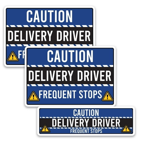 Magnet Me Up Caution Frequent Stops Delivery Driver Magnet, 3 Pack, Blue/Black