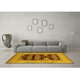 thumbnail image 3 of Ahgly Company Machine Washable Indoor Square Oriental Yellow Industrial Area Rugs, 4' Square, 3 of 4