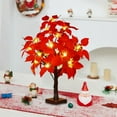 thumbnail image 5 of Poinsettia Tree Lamp with LED Lights - 23.6 Inch Battery Operated Lighted Tabletop Tree for Christmas Decor, Valentine's Day, Wedding, and Home Party Decoration, 5 of 8