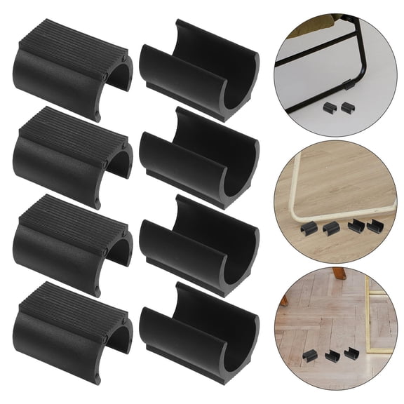 OATIPHO 8Pcs Plastic Chair Foot Covers U Shaped Anti Slip Floor Protectors Black