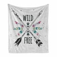 thumbnail image 1 of Tribal Soft Flannel Fleece Throw Blanket, Crossed Arrows Wild and Free Motivation Art Words Prehistoric Illustration, Cozy Plush for Indoor and Outdoor Use, 50" x 60", Coconut Black, by Ambesonne, 1 of 6