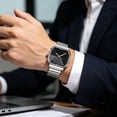 thumbnail image 1 of Reloj de pulsera de cuarzo unisex con correa de acero inoxidable, resistente al agua hasta 30 m, elegante reloj de vestir casual, caja de 36 mm, adecuado para hombres y mujeres, 1 of 9