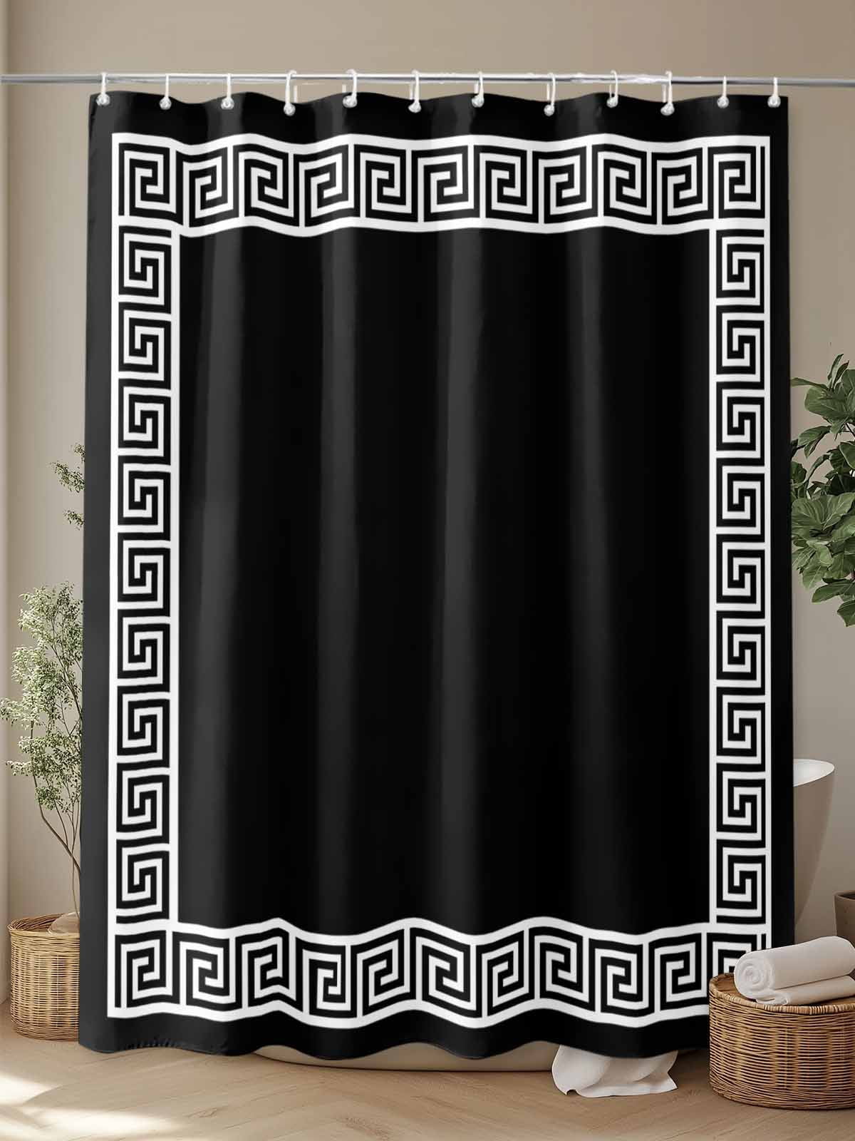 Boanket Polyester Fabric Black Shower Curtain, Modern Geometric Abstract Art Aesthetics Waterproof Bathtub Curtain Bathroom Decor Set with Hooks 72 x 96 Inches,