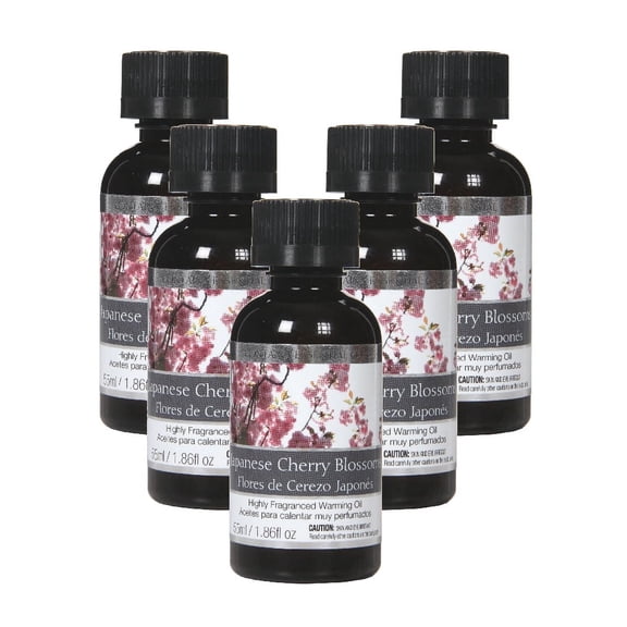 Hosley Set of 5, 55 ml Japanese Cherry Blossom Highly Scented Warming Oils