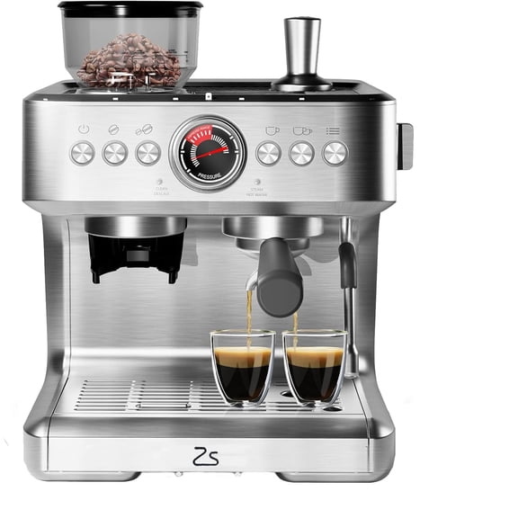 Espresso Machine with Bean Grinder, Semi Automatic Espresso Machine, 20-Bar Espresso Maker with Milk Frother Steam Wand 2.8L Water Tank, Home Espresso Coffee Maker for Latte, Cappuccino