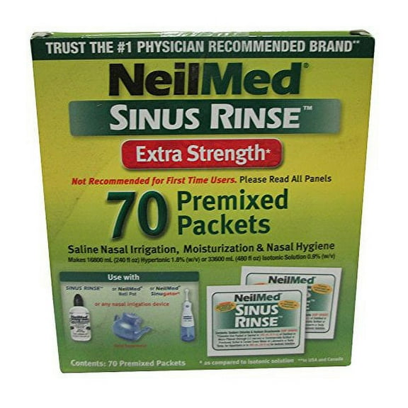 4 Pack NeilMed Sinus Rinse Extra Strength Soothing Saline - 70 Packets Each