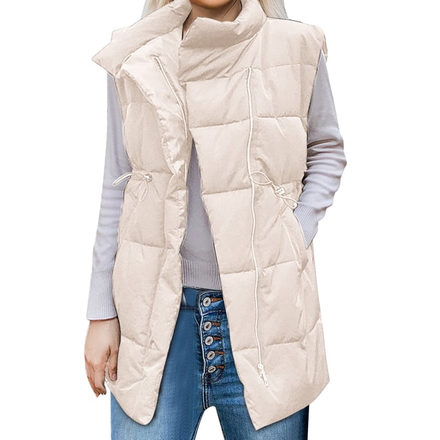 Gilet d'Hiver pour Femmes Léger Sans Manches Veste Rembourrée Chaude pour Temps Froid