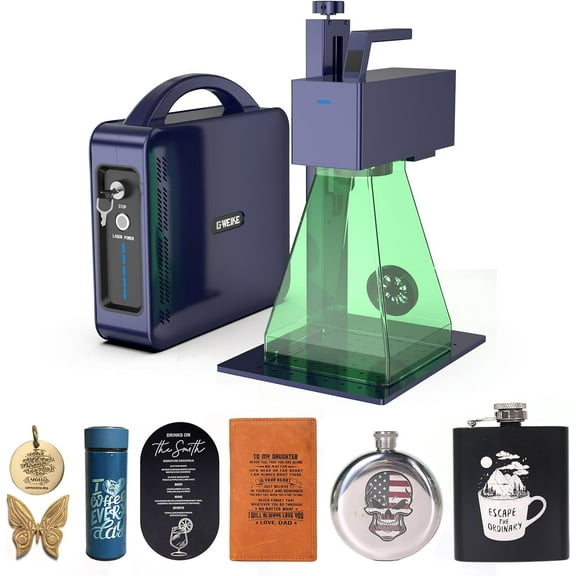 GWEIKE G2 Pro 30W Fiber Laser Engraver, 15000mm/s Fast Laser Engraver Machine with 3D & Deep Engraving, 110x110mm Working Area, Portable Laser Marking Machine for Jewelry, Metal, Leather, Dog Tags