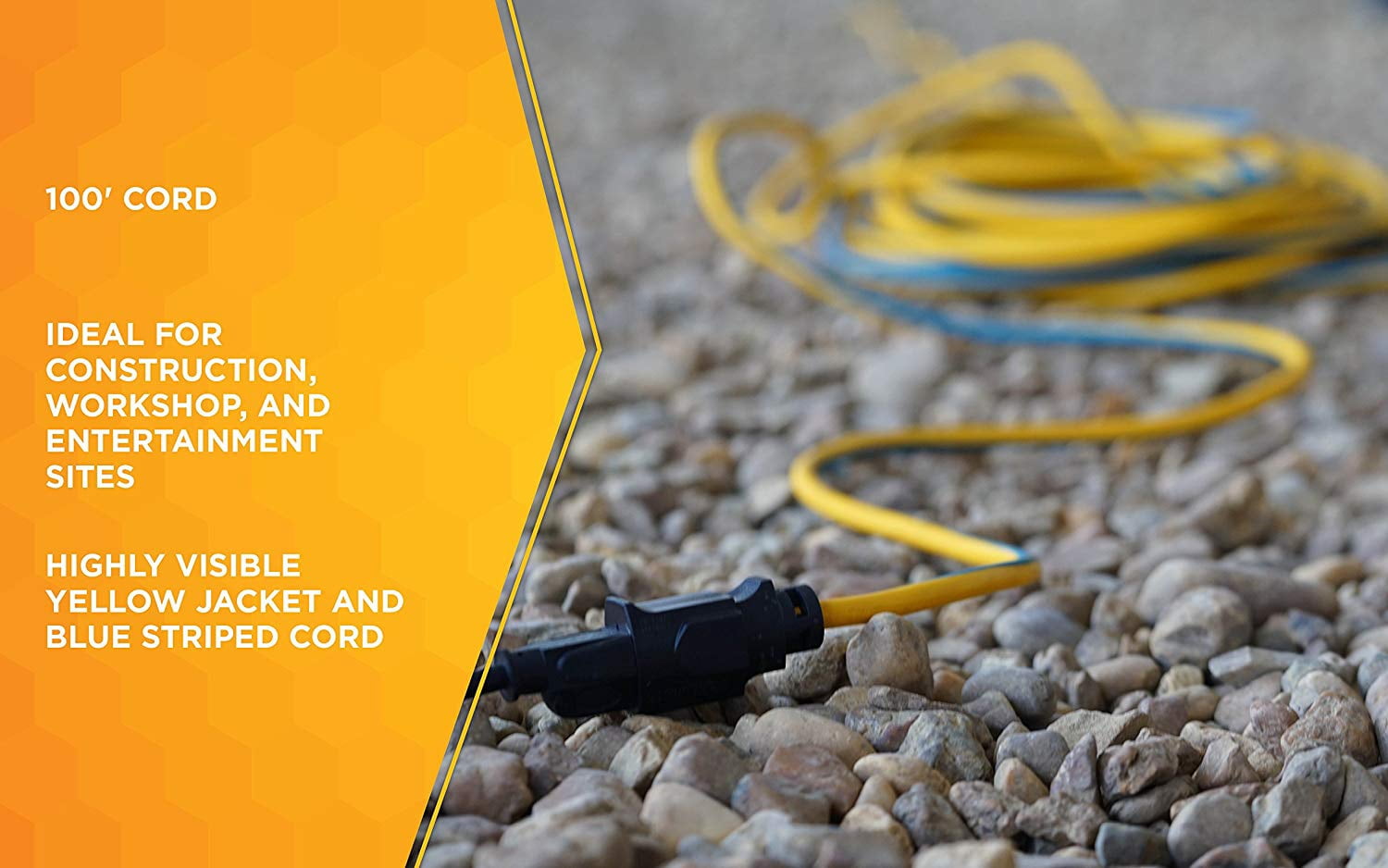 Coleman Cable 24398826 100' Yellow & Blue Locking Extension Cord