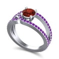 thumbnail image 2 of 2.50 T.C.W Round Shape Garnet & Amethyst Gemstone Wonderful Wedding Ring for her Solid 14K White Gold Size 5.5 by Diamond-Capitals, 2 of 8