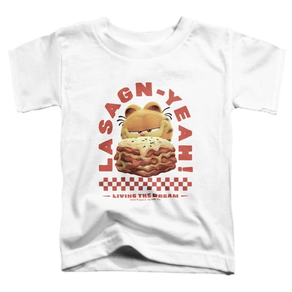 Garfield Movie Lasagn-yeah Kids T Shirt (Medium) for Youth Toddler Boys and Girls, White