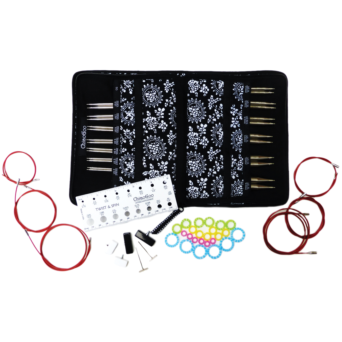 ChiaoGoo Twist Red Lace Interchangeable Knitting Needle 5 Tip Set-Complete 