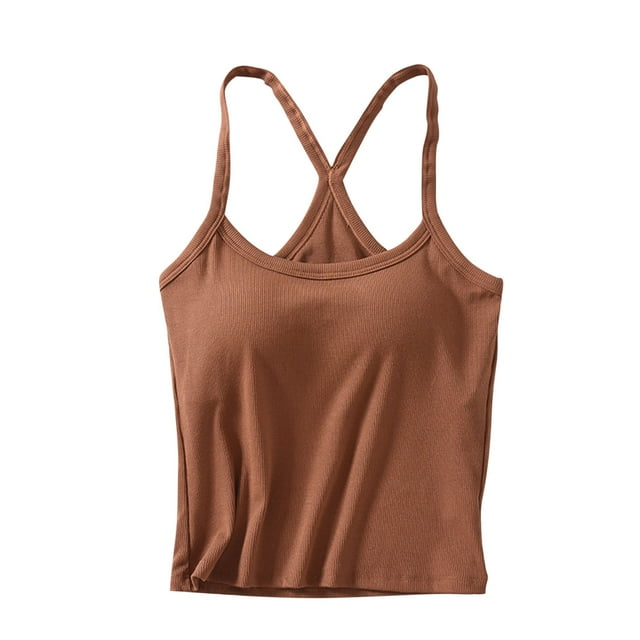 UPPADA Camisoles d'Été pour Femmes Col Ras du Cou Unies Basiques Chandails Tendance Décontractés sous-Maillots Sans Manches Débardeur de Sport Athlétique Or,m