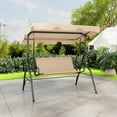 thumbnail image 2 of Gymax 3-Person Swing Chair Porch Swing Seat w/ Adjustable Canopy Removable Cushion Coffee, 2 of 9