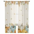 thumbnail image 3 of Orange White Pumpkin Fall Sheer Curtains 63 Inches Length 2 Panels Set, Window Sheer Curtains for Living Room/Bedroom,Thanksgiving Floral Leaves Rustic Light Filter Rod Pocket Curtain 52'' x 63'' x 2, 3 of 7