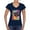 Navy, variant on Funny Neon Pug | Dean Russo Art Animal Lover Womenâ€™s Standard V-Neck Tee, White, Small
