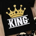 thumbnail image 6 of Qtinghua Infant Toddler Baby Boy Summer Clothes King Letter T-Shirt Crown Short Sleeve Tops+Camouflage Long Pants 2Pcs Outfits Black 6-12 Months, 6 of 8