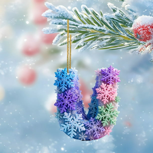 Colgante de árbol de Navidad con copo de nieve de acrílico | Adorno navideño 2D para mochila, espejo retrovisor del coche y decoración del hogar | Accesorio de decoración festiva