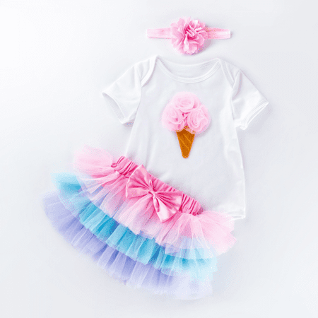 Summer Clothes Newborn Baby Girls Ruffle Ribbed Romper Heart Floral Bloomers Shorts Outfit Infant Gift 3 Pcs Set
