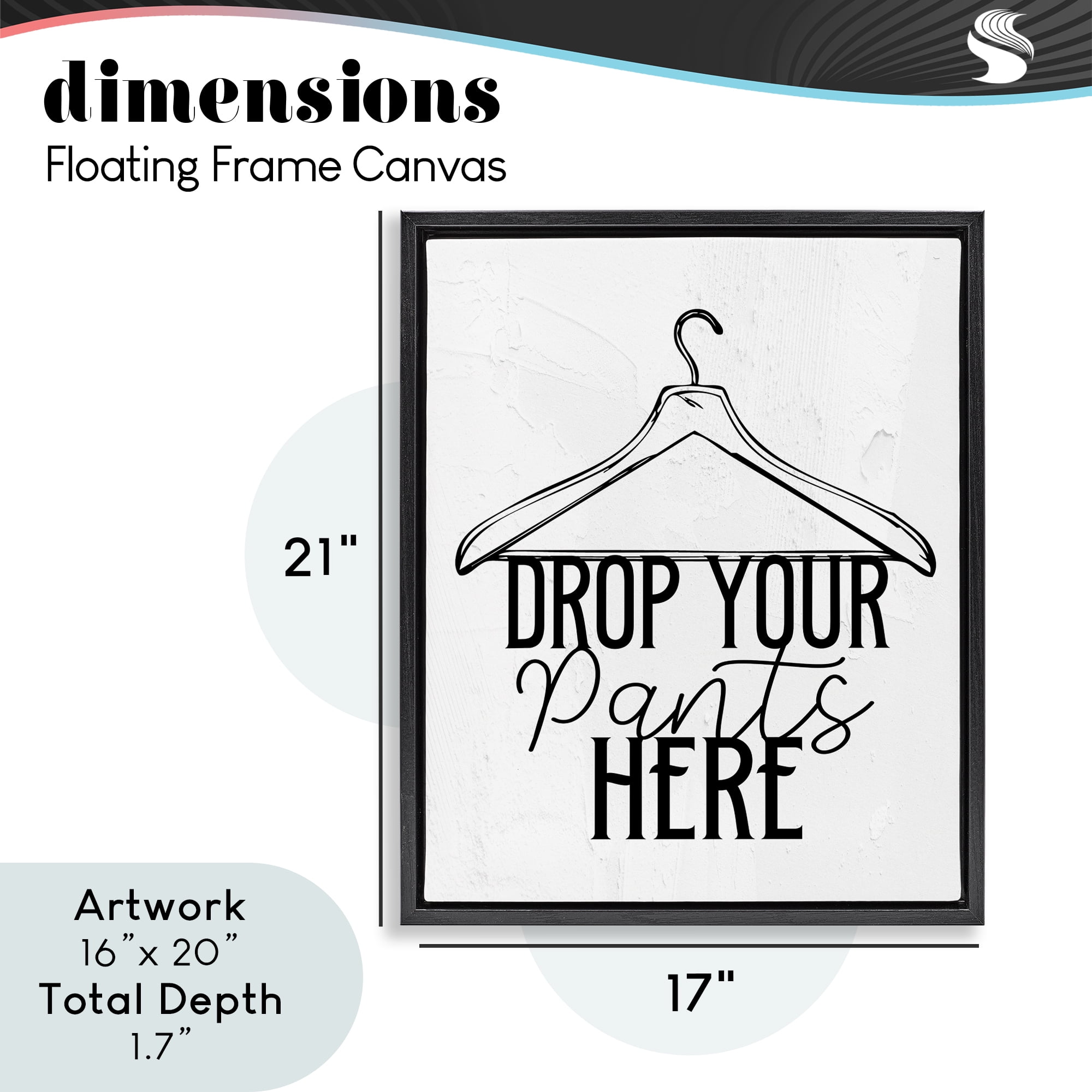 Drop Pants Here with Hanger Black Framed Floater Canvas Wall Art, design by Kim Allen