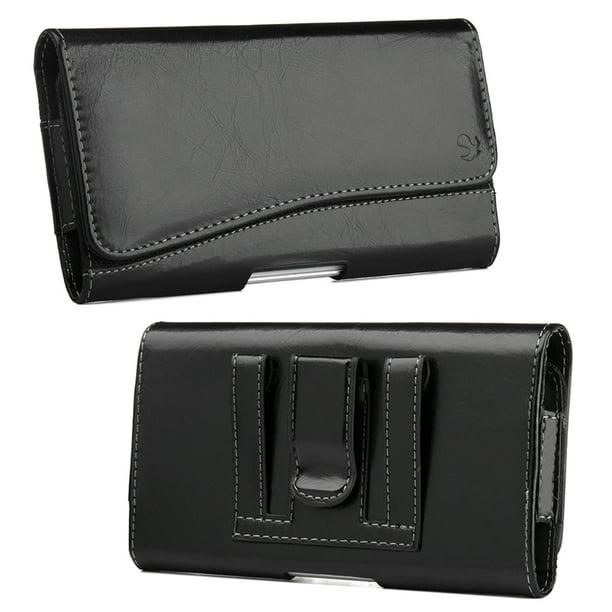 Black Universal Leather Belt Clip Cover Holster Pouch