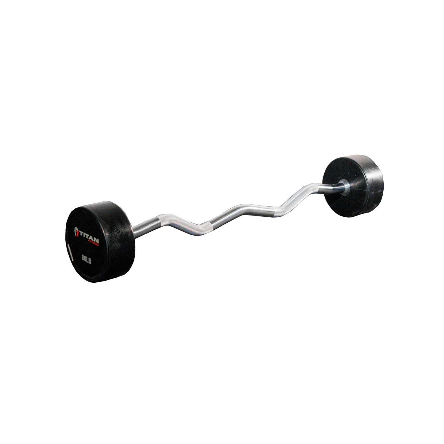 Titan Fitness EZ Curl Rubber Fixed Barbell 80 lb.