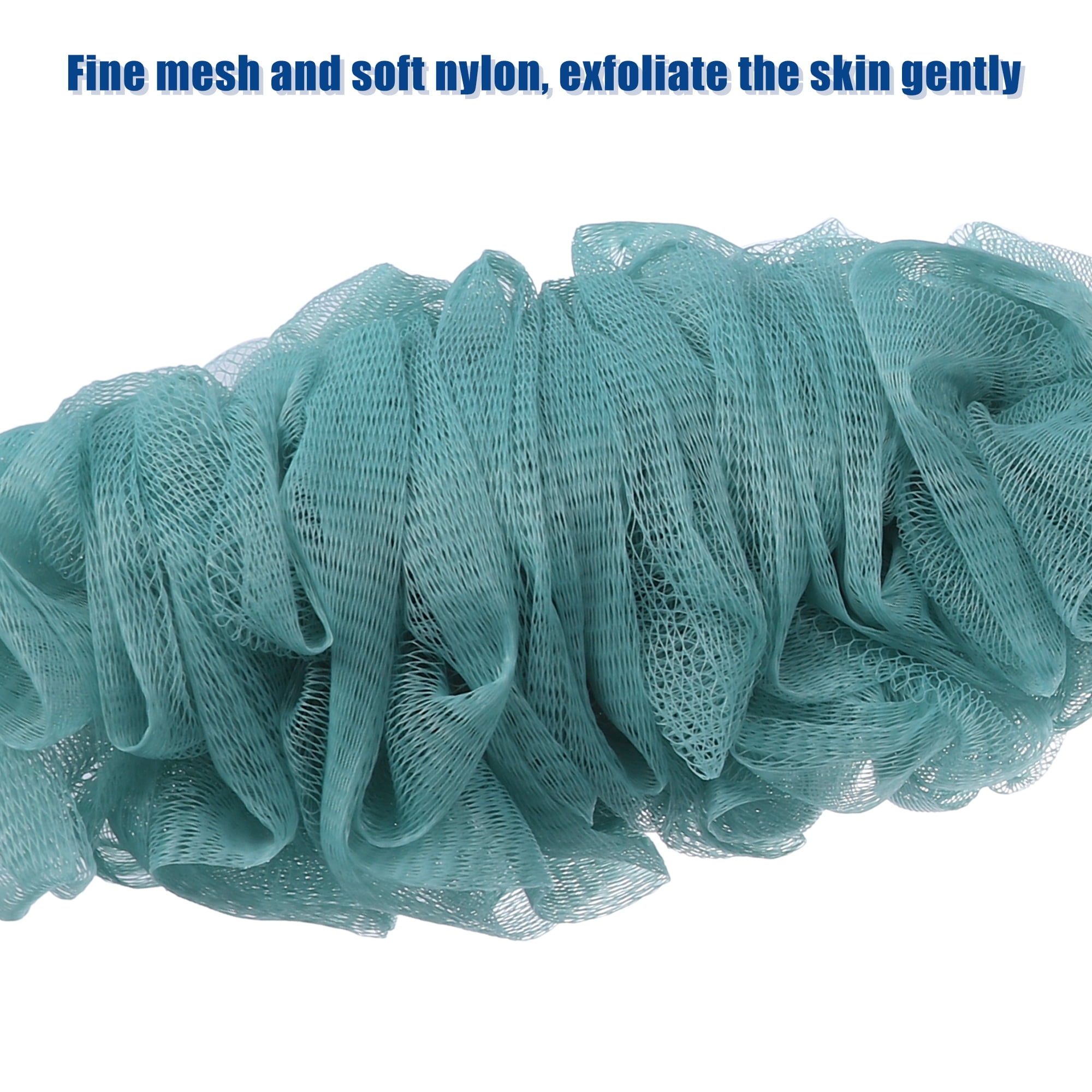 Unique Bargains 1 Pc Body Bath Brush Scrubber Loofah Shower with Long Handle PP Mesh Blue