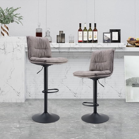 COOLMORE Bar Stools With Back And Footrest Counter Height Dining Chairs Set Of 2