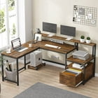 Furinno JAYA Simple Design Computer Writing Desk, French Oak Grey/Black ...
