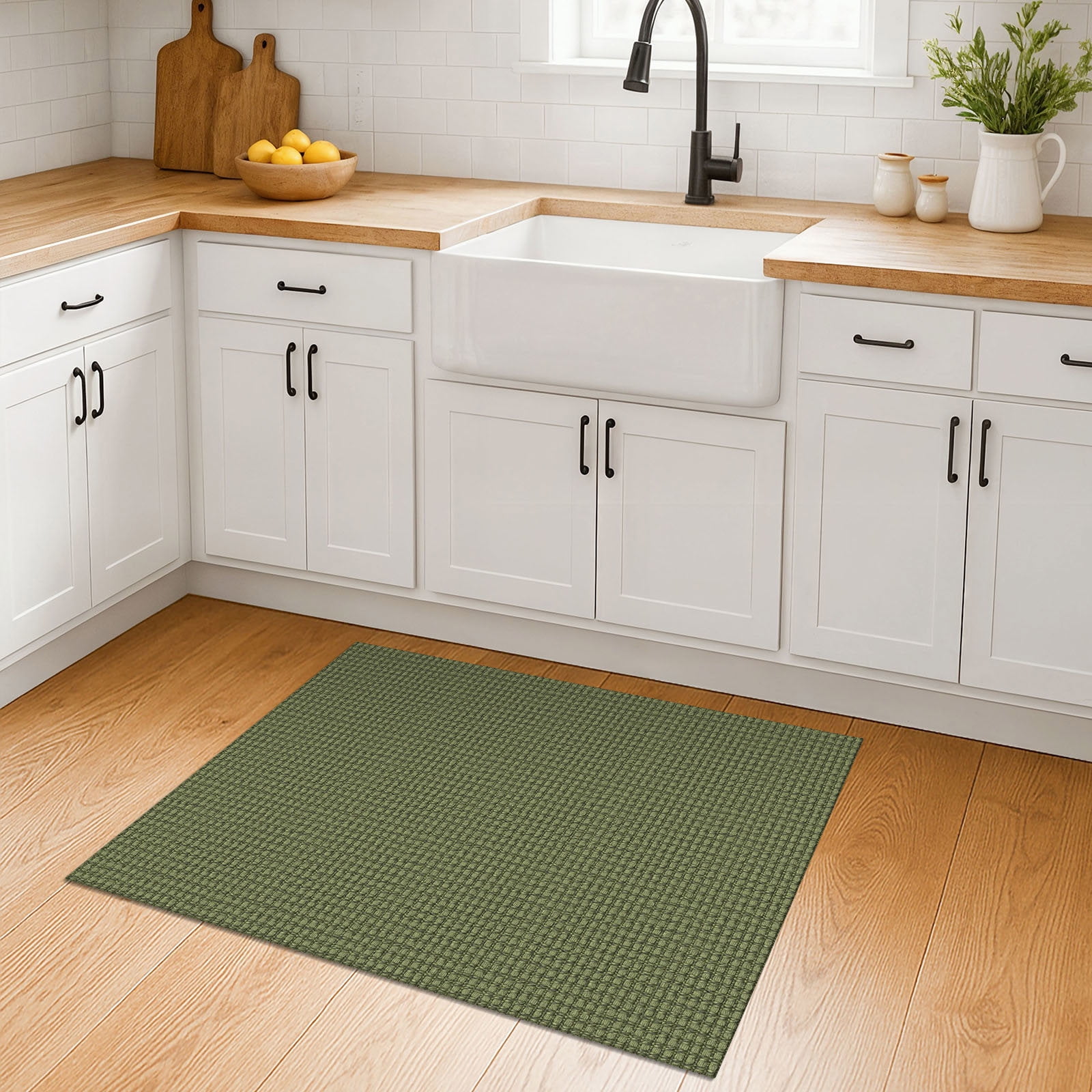 iOhouze Boho Entryway Rugs 2x3 ft Small Area Rugs Washable Rugs Rubber Backed Front Door Rug Olive Green/Earthy Green Cotton Entrance Rugs for Front Porch Bathroom Kitchen Bedroom