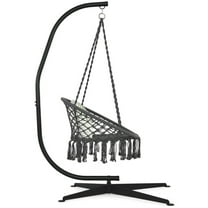 Demifill Solid Steel C Hammock Frame Stand, 360 Degrees Rotation Hammocks Stand, Black
