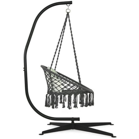 Demifill Solid Steel C Hammock Frame Stand, 360 Degrees Rotation Hammocks Stand, Black