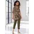 thumbnail image 2 of Roaman's Women's Plus Size Tara Pleated Shirt – Adjustable 3/4 Sleeve Swing Tunic With Notch Collar, 2 of 5