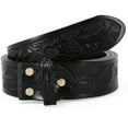 thumbnail image 2 of Classic Western Denim Design Leather Flower/Horse/Bull-head Design Snap Button Belt Men's Women-No Buckle, 2 of 3