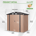 thumbnail image 2 of BaPiPro 6 x 4 ft Outdoor Metal Storage Shed with Included Base & Air Vents, Lockable, Brown, 2 of 10