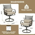 thumbnail image 5 of MELLCOM Patio Swivel Chair Set of 2, Heavy Duty Outdoor Dining Chairs with Cushions and Lumbar Pillows, Metal Patio Chairs Gentle Rocker for Outside, Garden Lawn & Porch, Backyard, Khaki, 5 of 7