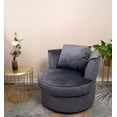 thumbnail image 3 of Waytrim Velvet Swivel Barrel Chair with Pillow, Round Accent Sofa, Gray, 3 of 11