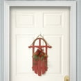 thumbnail image 3 of National Tree Company Christmas Wall Decoration, Red, Wooden, Sleigh, Plaid Bow, Holly Leaves and Red Berries, Hanging Loop, 22 Inch, 3 of 5