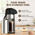 thumbnail image 2 of Coffee Carafe for Keeping Hot - 102OZ / 3L Airpot Coffee Dispenser with Pump - Large Coffee  for Hot Drinks Tea Liquid - Insulated Stainless Steel Hot Water Beverage Dispenser Urn for Parties, 2 of 5
