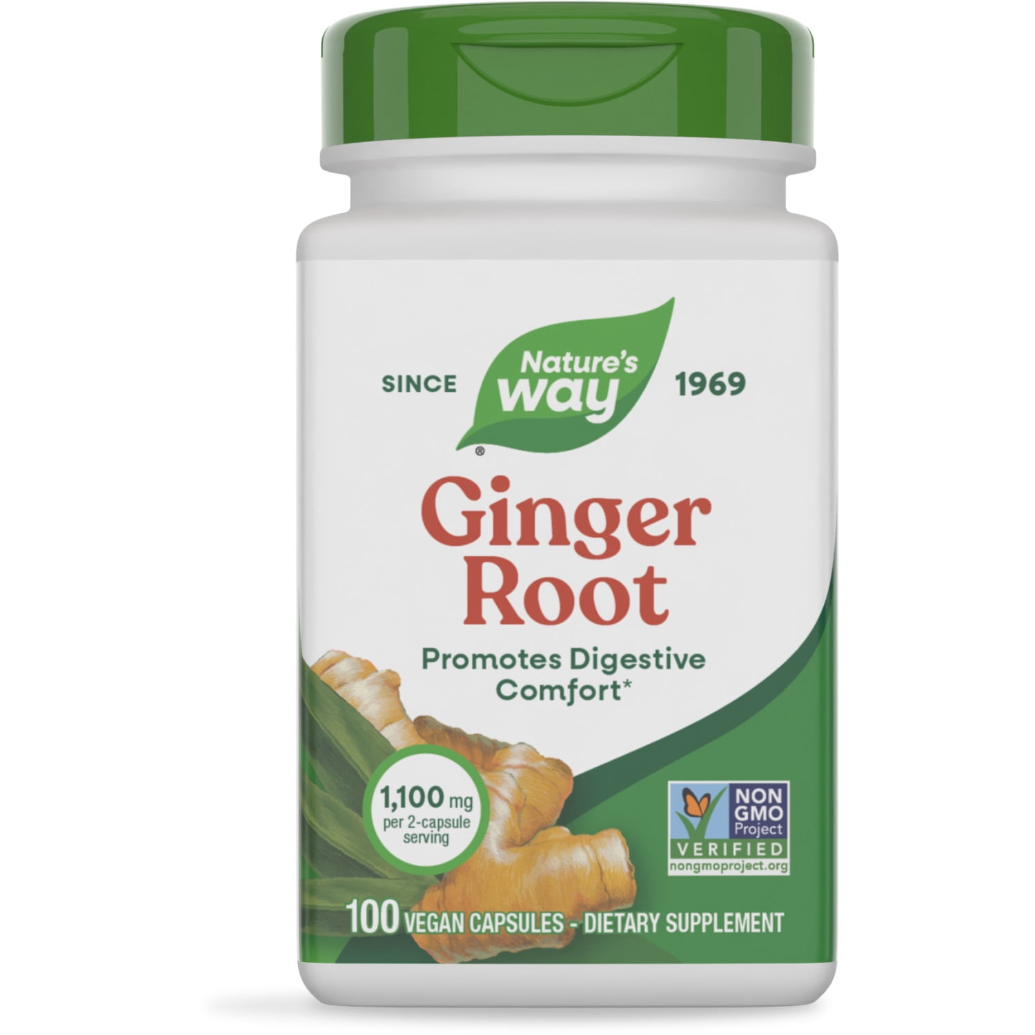 Nature's Way Ginger Root Capsules, Digestive Comfort*, Reduces Motion-Related Nausea*, Unisex, 100ct