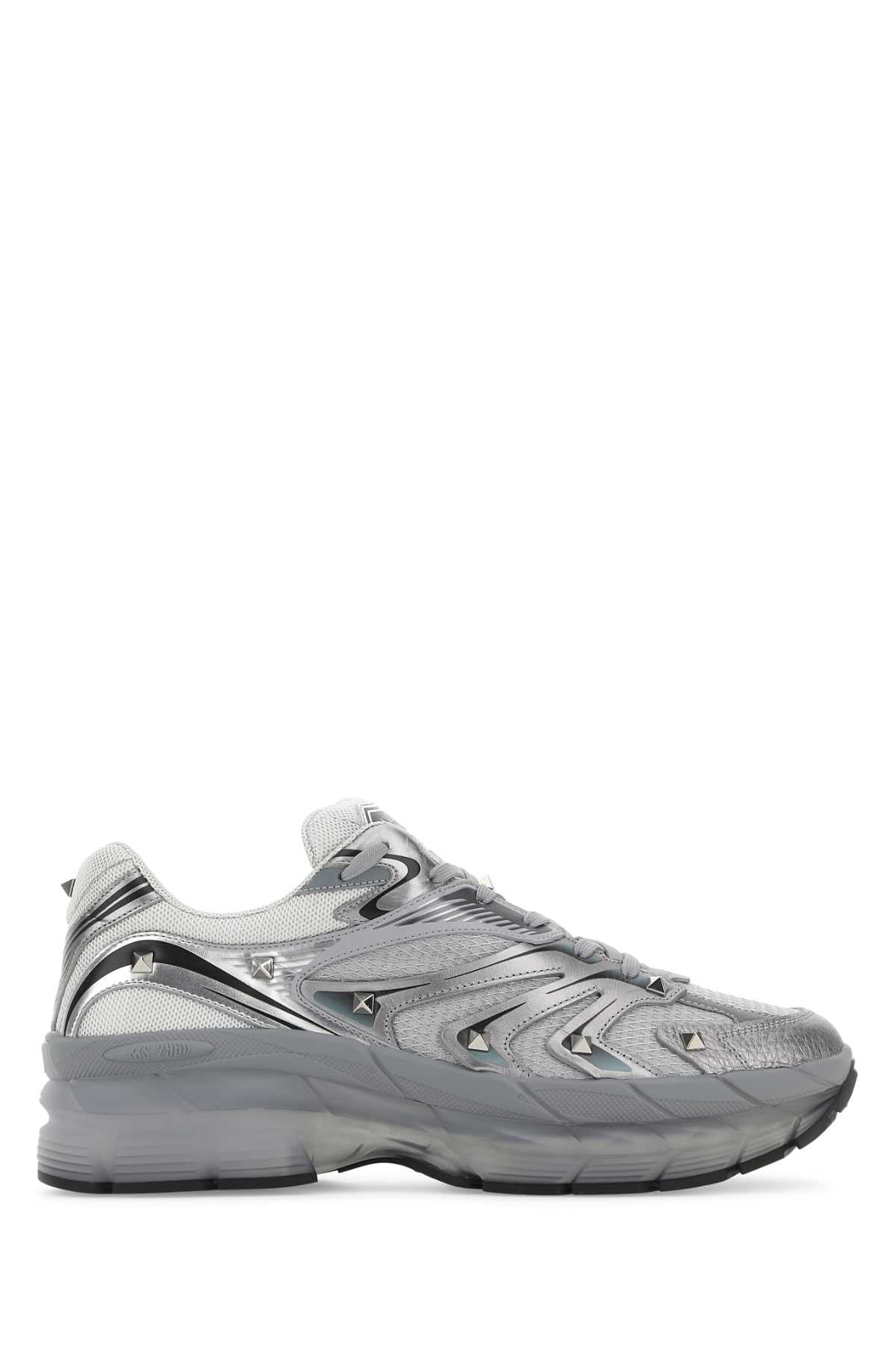 VALENTINO GARAVANI Grey leather and fabric Low-Top MS-2960 sneakers ...