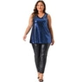 thumbnail image 3 of DARING DIVA Women's Plus Sleeveless Sparkle Sequin V Neck Tank Top 3X Blue, 3 of 6