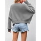 thumbnail image 5 of Suéter de Mujer de Otoño, Cuello Redondo, Tipo Murciélago, Estilo Pullover Gris XL, 5 of 7